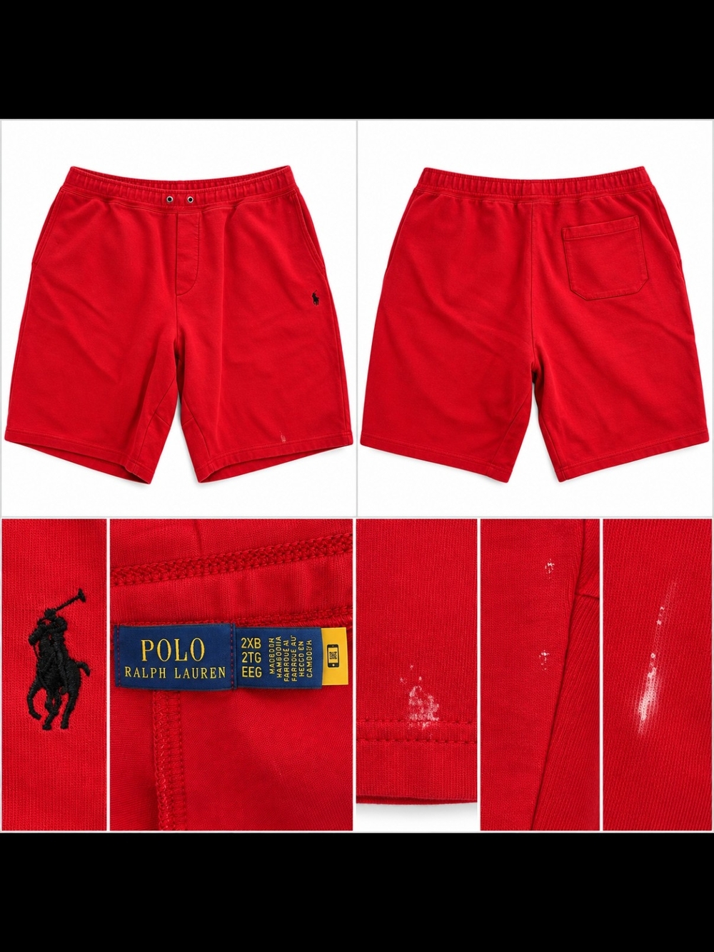 Polo by Ralph Lauren Red Cotton Athletic Shorts with Embroidered Pony